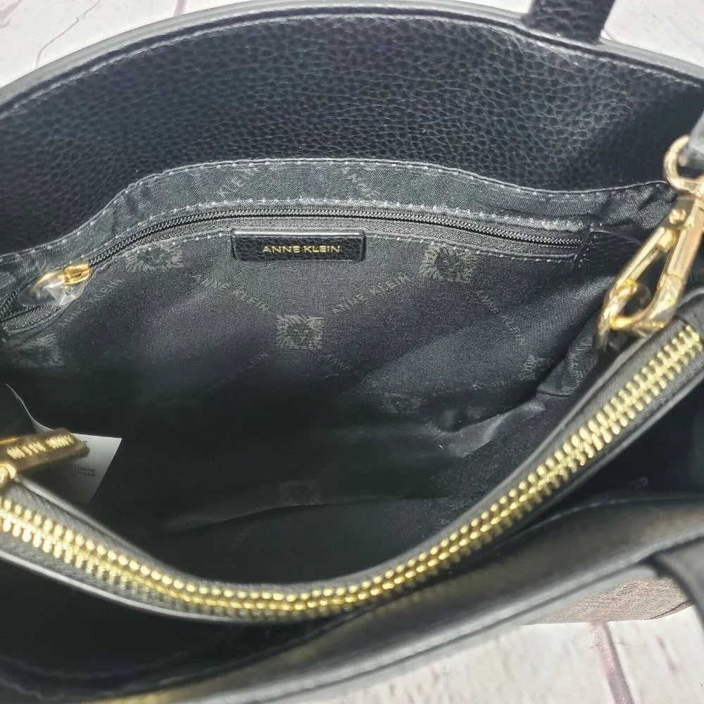 Anne Klein Women's Logo Curved Satchel Crossbody Bag